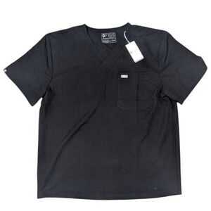 Figs Men's Black V-Neck Tee